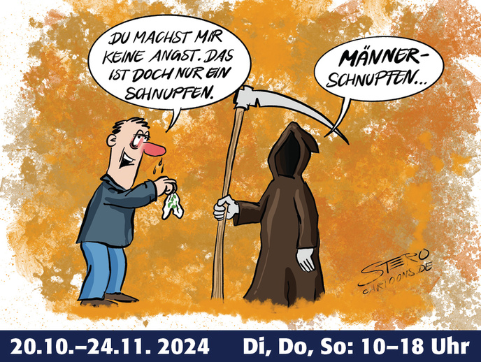 Cartoonausstellung "Zum Tod lachen" Marktoberdorf. | © STERO Stefan Roth. 